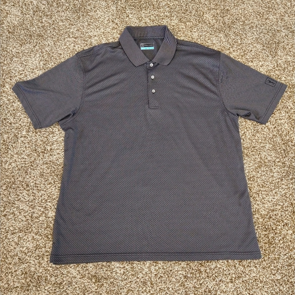 PGA Tour Men's Golf Polo Shirt Short Sleeve Gray & Black Size XXL